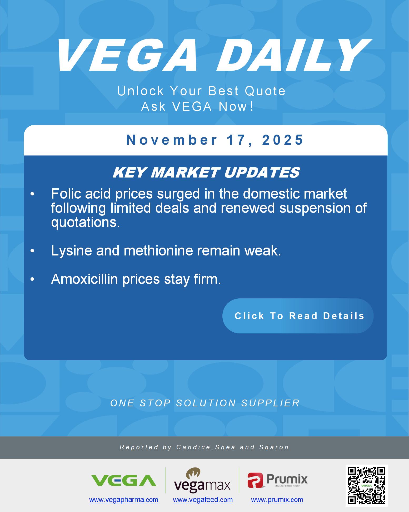 VEGA Daily Dated on November 17th 2025 Vitamin Amino Acid APl Food Additives.jpg